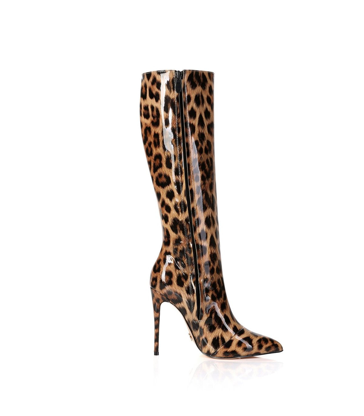 Mila Leopard Print Patent Boots